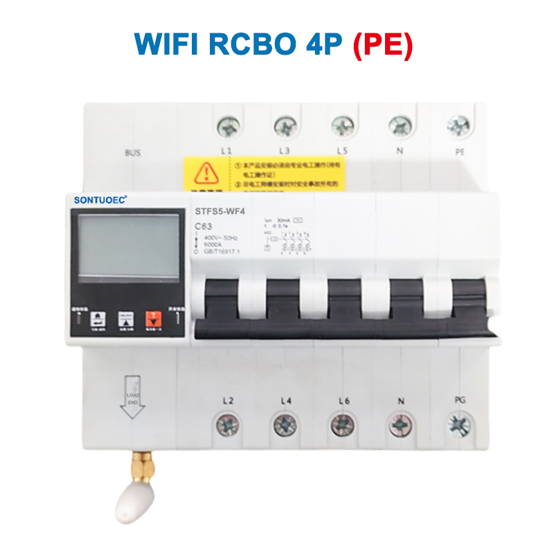 WiFi STFS5-63-reeks Multi-funksionele IoT Intelligent RCBO Intelligent Circuit Breaker
